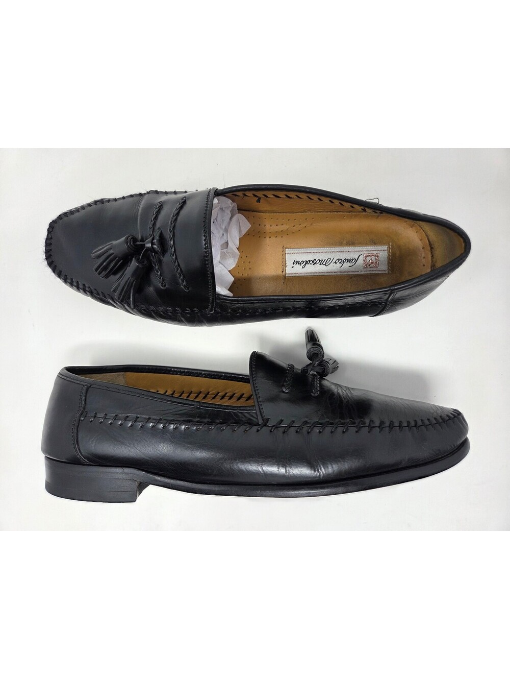 Sandro Moscoloni Black Leather Tassel Loafers Mens Size 9.5
